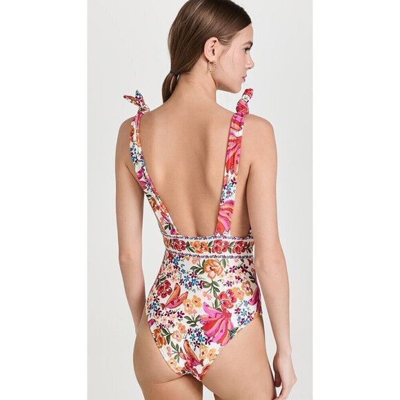 💕FARM RIO💕 Spring Bananas One Piece Swimsuit ~ Spring Bananas Print XS NWT - Picture 3 of 16